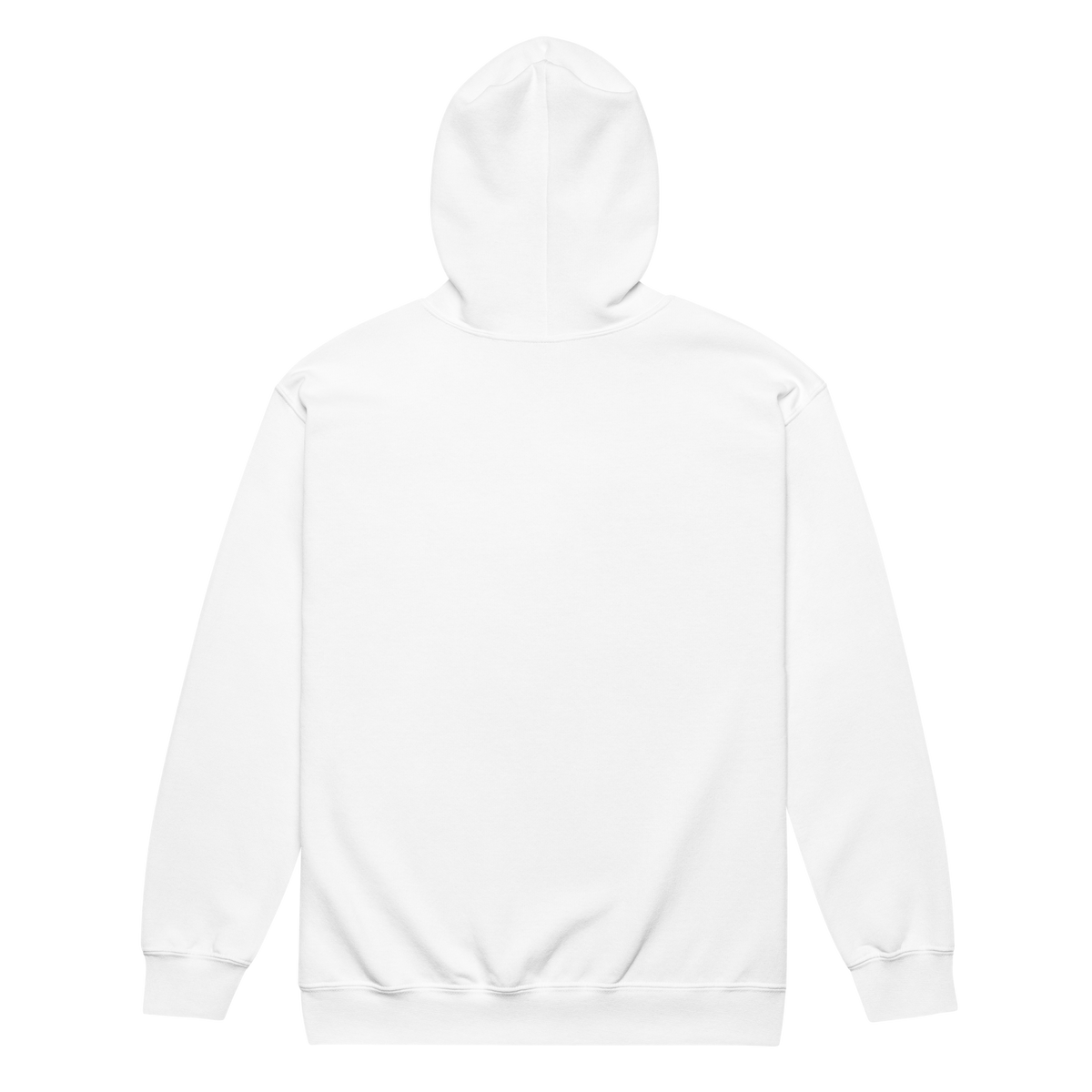 White Gildan 18600 zip hoodie — unprinted back