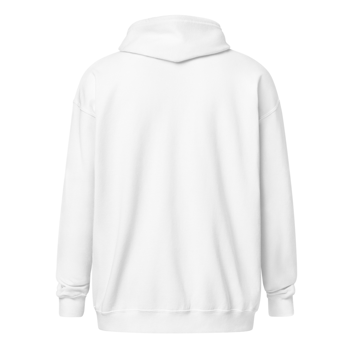 Gildan 18600 zip hoodie — White back, unprinted