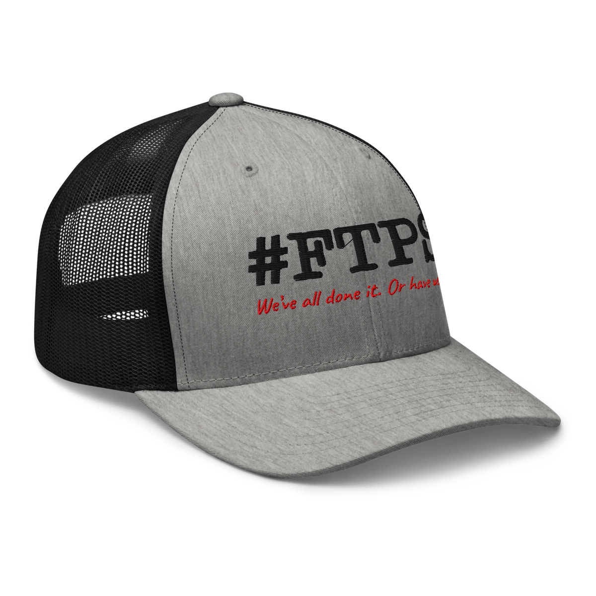 #FTPS Trucker Cap — Right Front, current #FTPS with red Caveat tagline