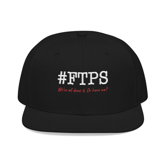#FTPS Snapback Hat — Black Otto 125-978 front with original white typewriter logo and red tagline