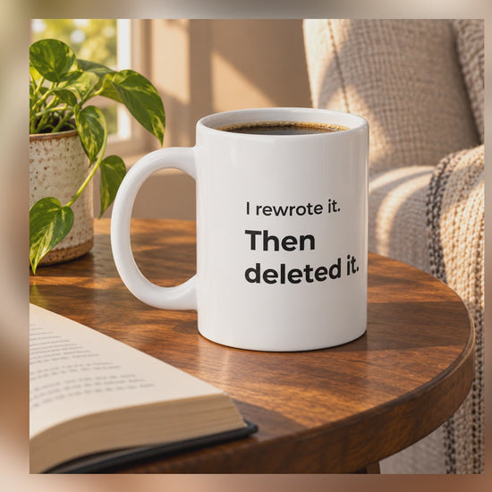 I Rewrote It. Then Deleted It. Jumbo Mug — eight-second reading-table video of the20oz ORCA mug