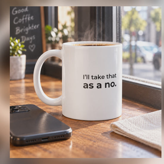 I’ll Take That as a No. Jumbo Mug — eight-second café-window video of the 20 oz ORCA mug
