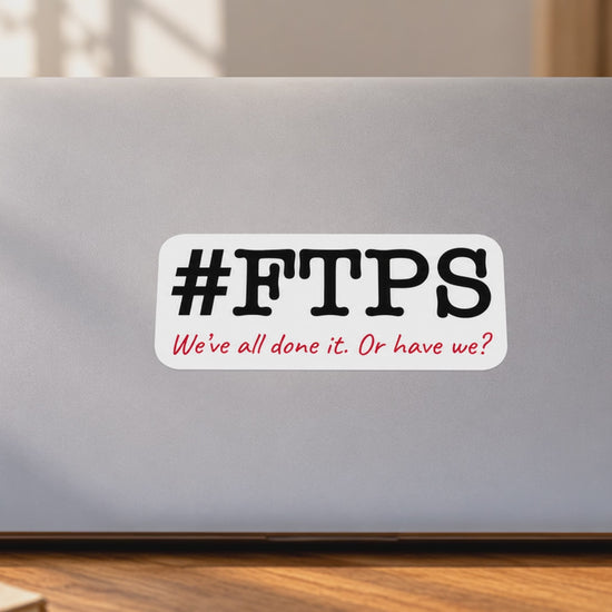 #FTPS Sticker — eight-second laptop video with the original logo and solid white backing