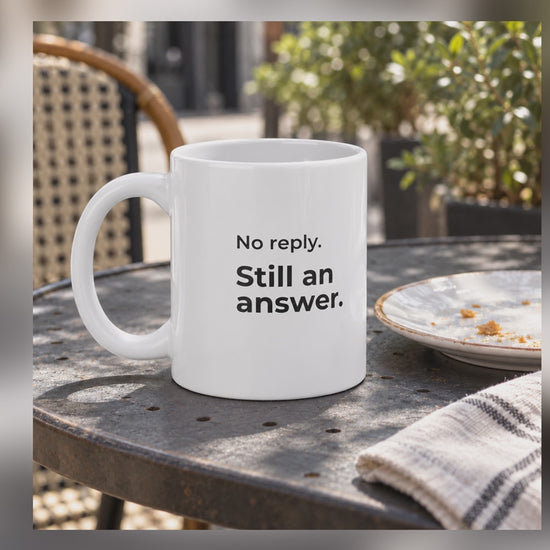 No Reply. Still an Answer. Jumbo Mug — eight-second café video of the20oz ORCA mug