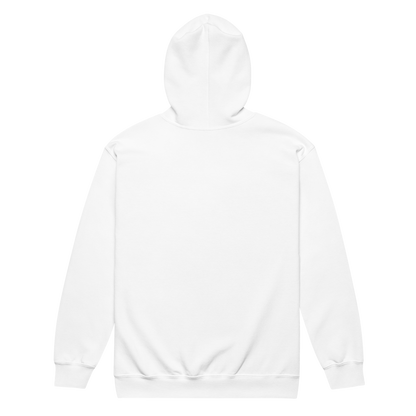 White Gildan 18600 zip hoodie — unprinted back